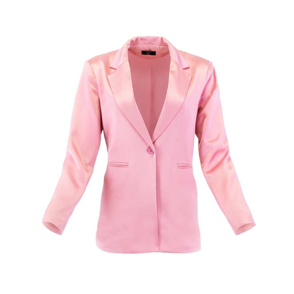 Light Pink Satin Blazer - Picture 2 of 3